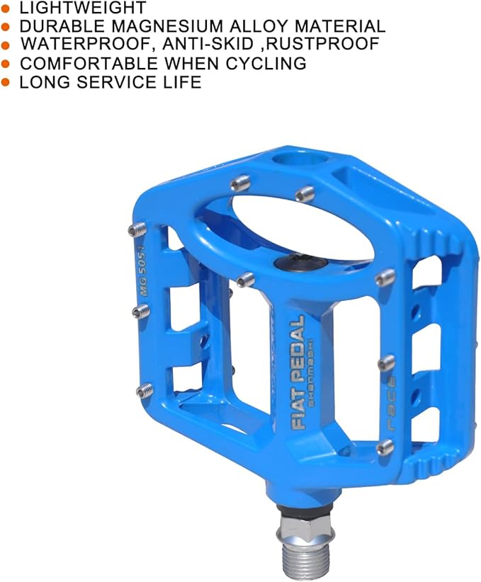 UPANBIKE Magnesium Alloy Bike Pedals 9/16'' Spindle Bearing High-Strength Non-Slip Large Flat Platform for Mountain Bike Road Bicycle