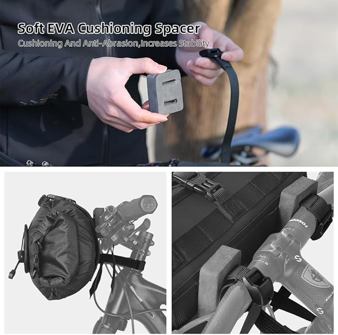 Rhinowalk Bike Handlebar Bag Bicycle Front Bag Lightweight Waterproof Roll Bag 12L with Shoulder Strap for Mountain Road Bike Cycling Accessories
