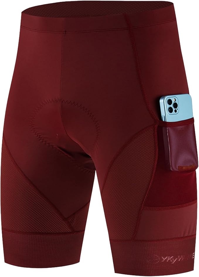 YKYWBIKE Cycling Shorts Men with Pockets,4D Padded Bike Shorts for Men,Biker Short UPF 50+ MTB Bicycle Road Biking Short