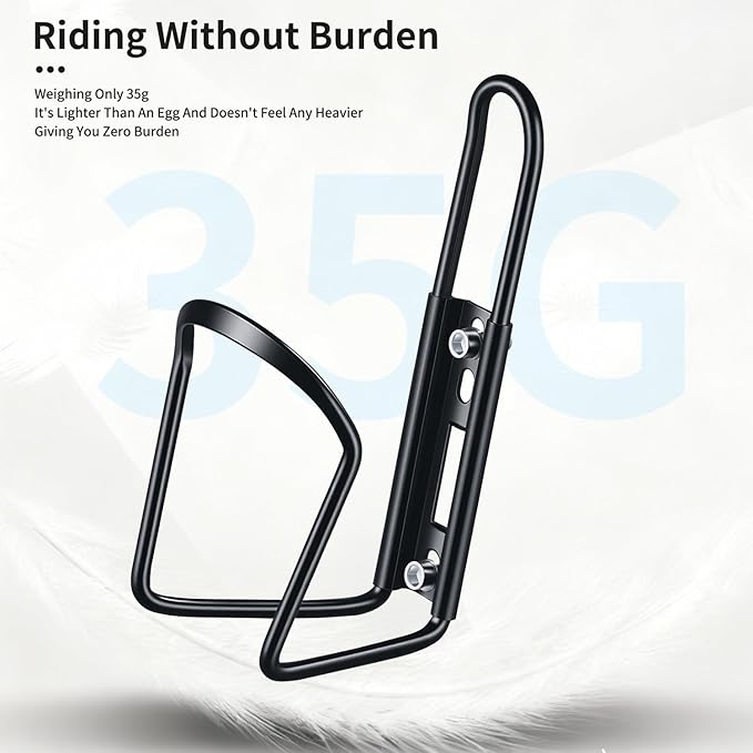 Bike Water Bottle Holder & Cage - Aluminum Alloy Cup Holder for Mountain/Road Bicycle, Motorcycle, Scooter Accessories - 2 Pack Universal Fit Bottle Carrier for Adult Bikes (Black)