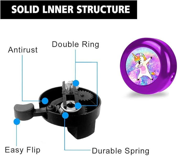 Unicorn Bike Bell for Kids Girls Boys,Adjustable Size Bicycle Bell Bike Accessories for Adult Women Men Clear Sound Bike Horns