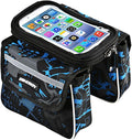 Bicycle bag, cycling touch screen mobile phone, mountain bike crossbeam, saddle front beam, upper pipe bag for men and women's clothing (blue)