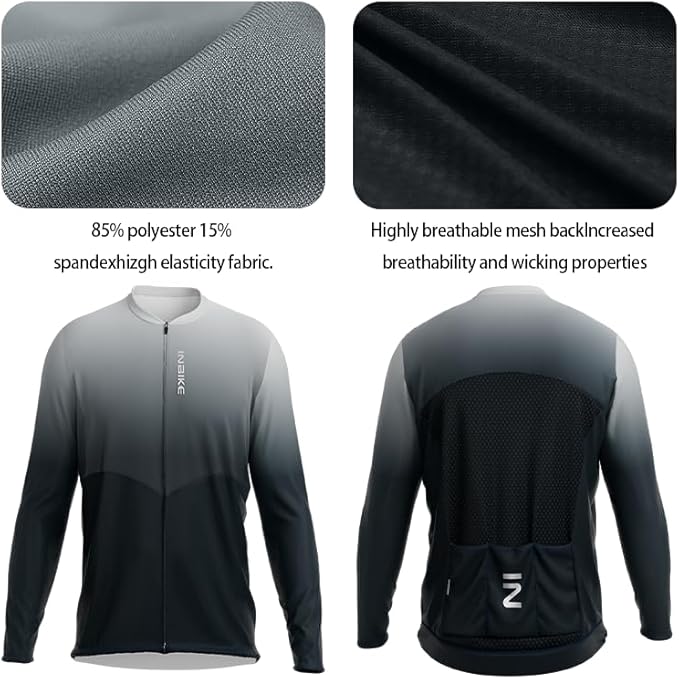 INBIKE Plus Size Cycling Jersey Men 3XL-5XL Bike Shirt for Big and Tall Short Long Sleeve Biking Clothing with Pockets
