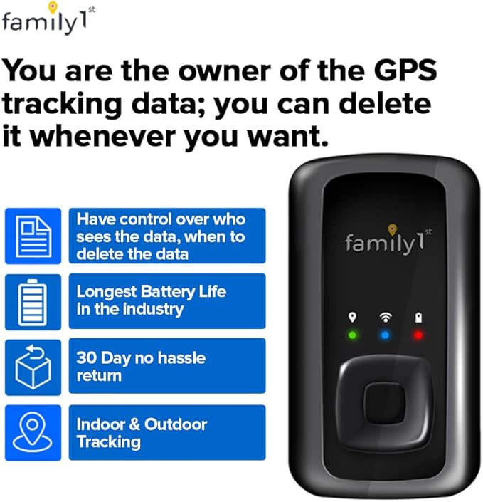 No Monthly Fee GPS Tracker - Family1st - 1 Year Subscription Included - Portable Discreet GPS Tracking Device, Compact GPS Tracker for Cars, Vehicles, Kids, Elderly, Teens