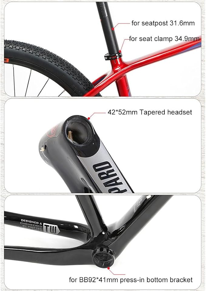TUJISEK 27.5 29er Mountain Bikes Frame Carbon Fiber 15''/17''/19'' Mountain Bikes Frame QR 135mm Disc Brake XC Frame Internal Routing