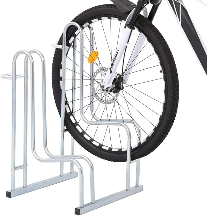Galvanized Steel Floor Freestanding Bicycle Stand for 2 Bikes, 2 Bikes Floor Bike Stand, Bike Floor Parking Rack for Indoor & Outdoor Garage Storage,-868