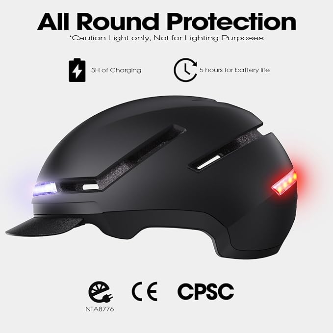 Shinmax Bike Helmet with Turn Signals, NTA Certified up to 45km/h, Bicycle Helmet for Men Women with USB Rechargeable Rear Light, Viser, Cycling Helmet for E-Bike & S-Pedelec,Scooter, Commuter, Adults