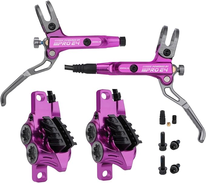 MEROCA IIIPRO E4 Hydraulic Disc Brake Set - 4-Piston MTB Brakes, 641N Braking Force, TUV Certified, Lightweight 475g, for Mountain/E-Bike/Folding Bicycles