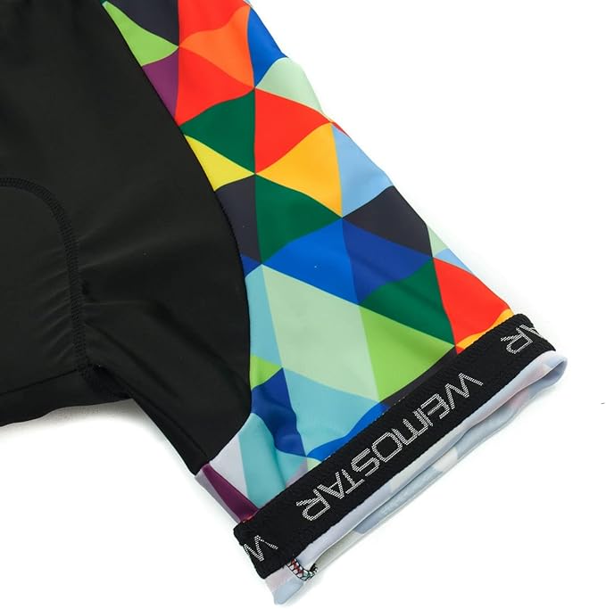Weimostar Men's Cycling Jersey Short Sleeve Bike Clothing Multicolored Diamond