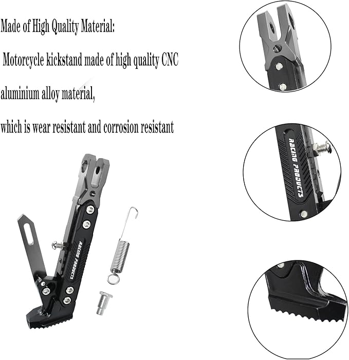 Universal Motorcycle Kickstand Accessories Motor Modified CNC Aluminum Alloy Adjustable Tripod Holder Kickstand Foot Side Support Stand Motor Scooter Motorbike Dit Pit Bike (gray)