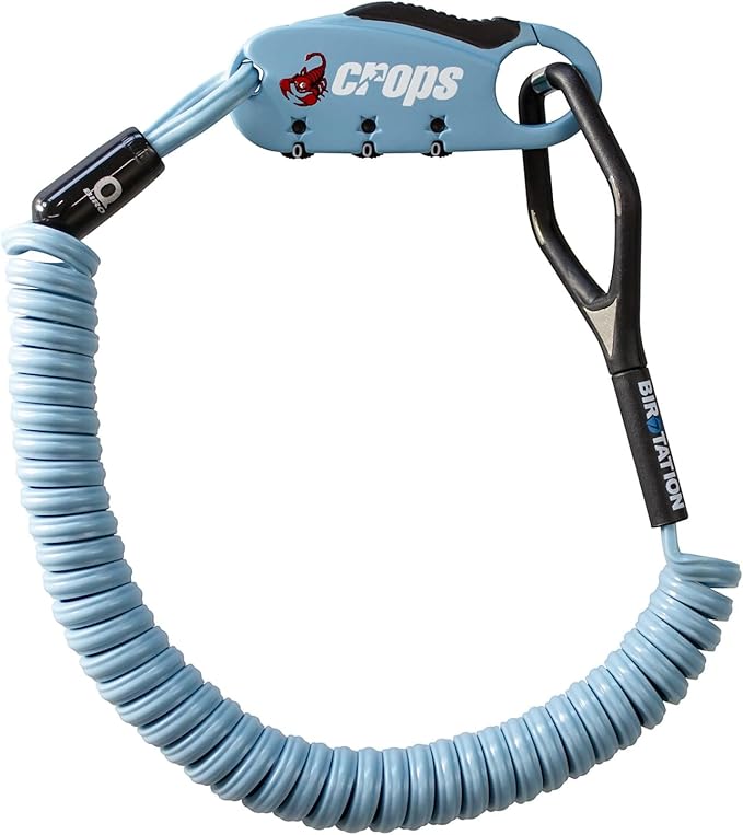 CROPS Q-BIRO Compact Bike Lock Cable, 6 ft, Indigo Blue Anti-Theft 3-Digit Resettable Combination Lock with a Shape-Memory Coiled Cable and BIROTATION Technology