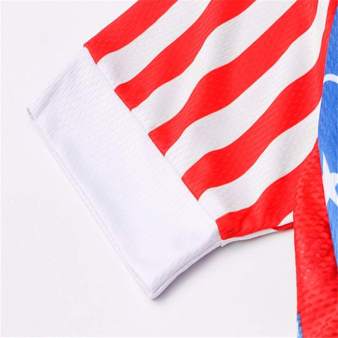 JPOJPO USA Cycling Jersey Men Short Sleeve Bike Shirts Biking Jersey Summer American Bicycle Tops with 3 Pockets Reflective