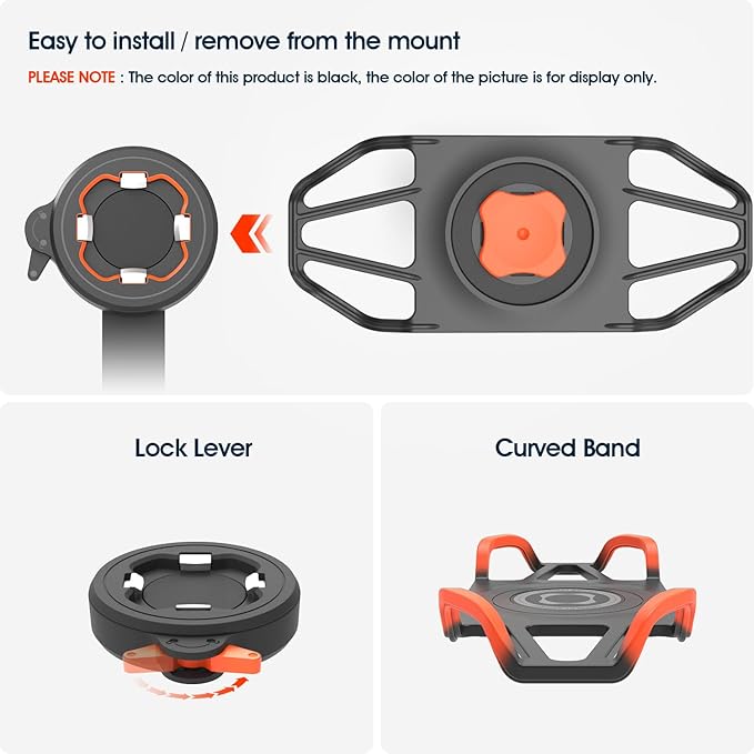 Bike Handlebar Phone Mount with Shockproof Silicone Grip – Quick-Lock Aluminum Out-Front Holder with Quad Safety Buckles & Elastic Strap, Fits 4.0”–6.7” Phones – Secure Fit for Road & Urban Rides