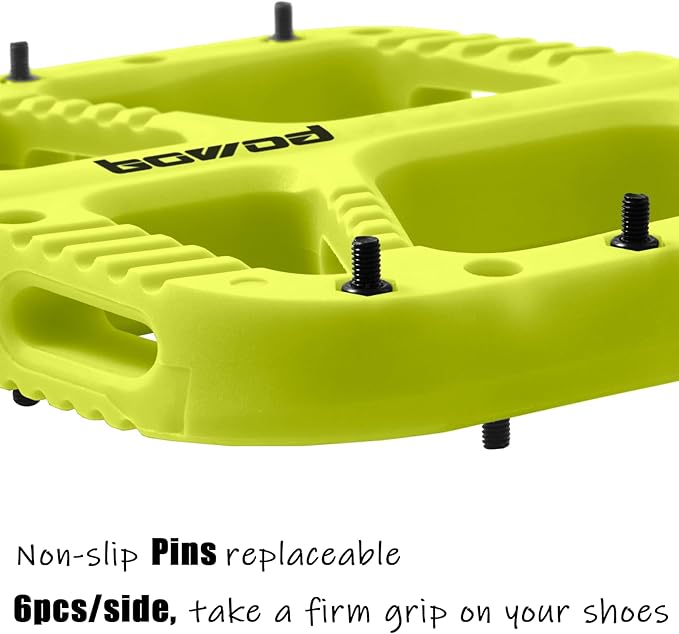 MTB Pedals Flat Mountain Bike Pedals Adult, Light and Wide Nylon Composite Bicycle Platform Pedal w Grippy Pins, 9/16" Cr-Mo Spindle 2 Bearings, Clipless Pedals for BMX Gravel Road E.Bike 9/16"
