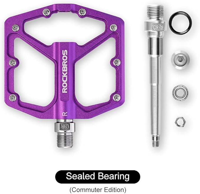ROCKBROS Mountain Bike Pedals MTB Pedals Bicycle Flat Pedals Aluminum 9/16" Sealed Bearing Lightweight Platform for Road Mountain BMX MTB Bike