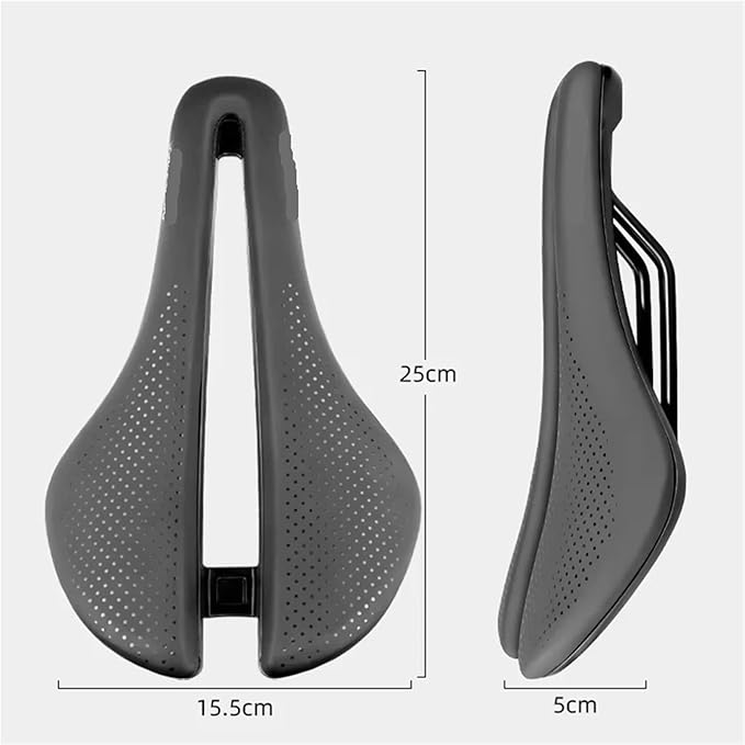 Hollow Leather Bicycle Saddle, Comfortable Bike Seat for Road, MTB & Racing Bikes, 250×155mm