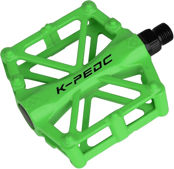 Aluminium CNC Bike Pedals 9/16", Lightweight Mountain Road Bike Pedal with 16 Anti-Skid Pins Bicycle Pedals for MTB BMX