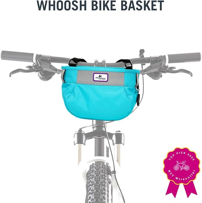 Po Campo Kids Bicycle Basket – Whoosh Bike Basket – Front Frame Handlebar Bag – Waterproof Fabric Bike Basket for Boys, Girls, Toddlers Bike or Scooter