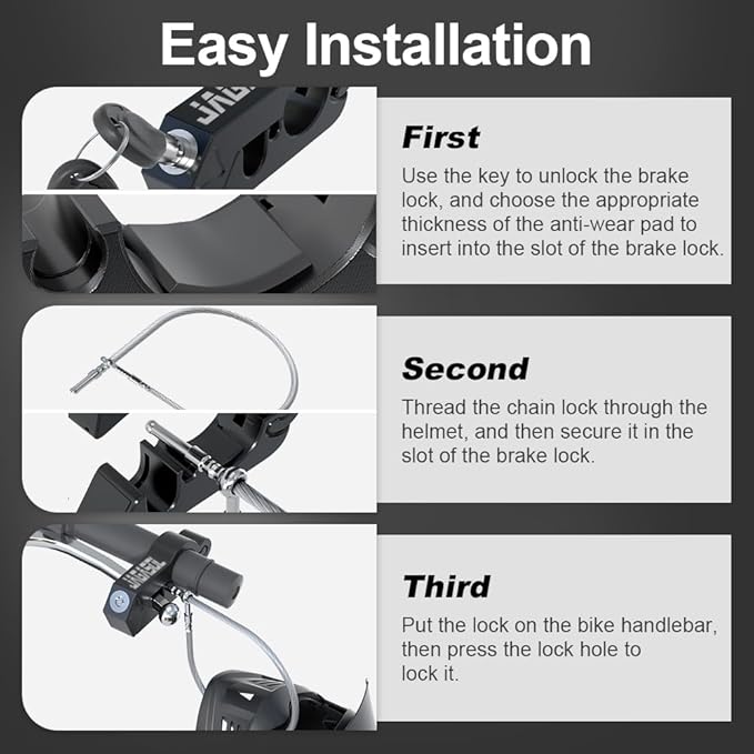 Motorcycle Lock 'Combo Anti Theft Lock' for Motorbike, Scooters, ATV & Dirt Bike