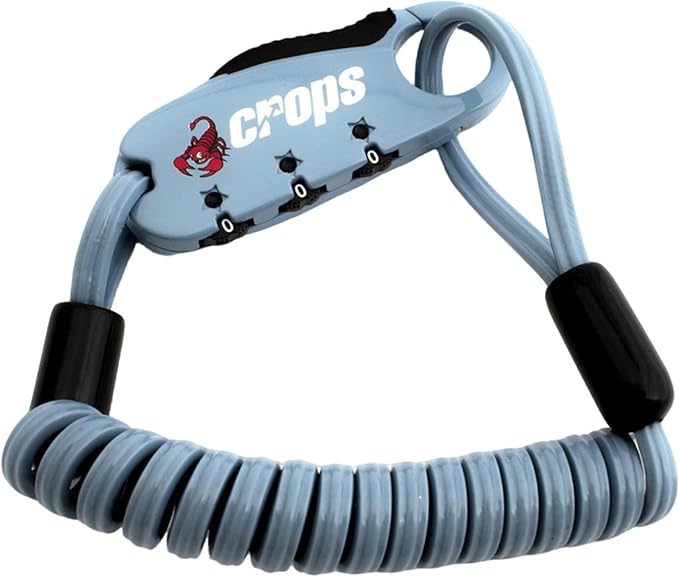 CROPS Q-BIRO MINI Compact Bike Lock Cable, 3 ft, Blue Anti-Theft 3-Digit Resettable Combination Lock with a Shape-Memory Coiled Cable and BIROTATION Technology; Great Option for Road Cyclists