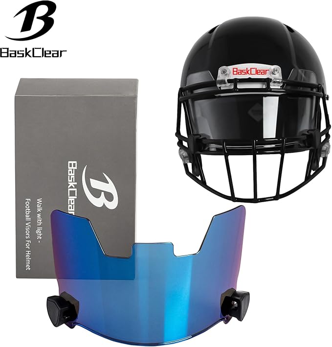 Football Visor Helmet Clear Visor, Scratch Resistant, UV Block, Anti-Fog, Anti-Cracking. Fits Youth and Adult Football Helmets.