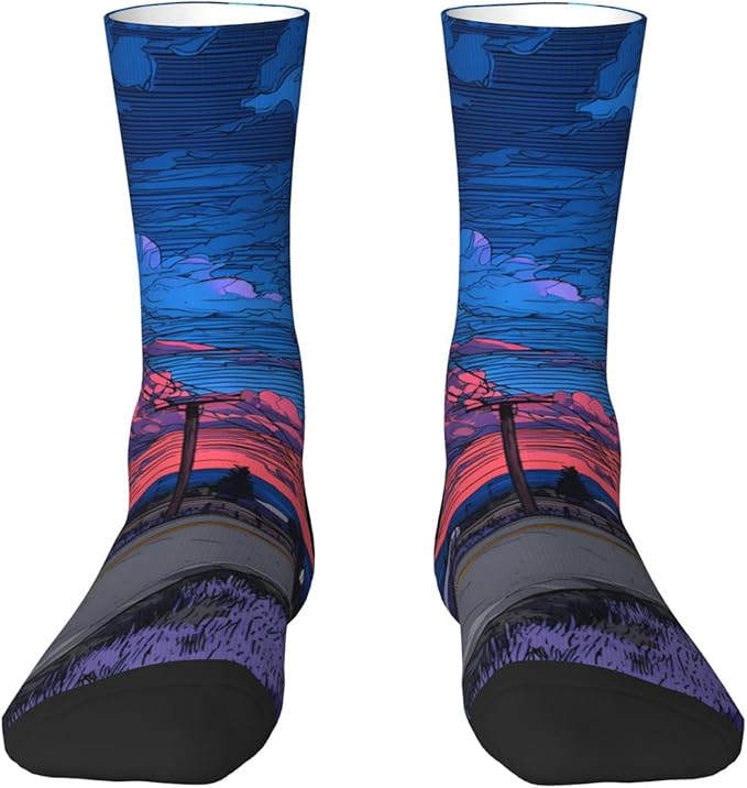 (Cycling on the road) Mid Calf Socks Breathable Adult Unisex Socks Casual Daily Wear for Women Men