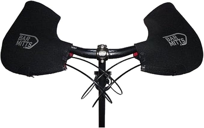Bar Mitts Attachable Extra Large Black Mountain Bike Extreme Cold Pogies fits Flat Handlebars | Waterproof | Easy Installation | Open Access | Safety Reflection Logo