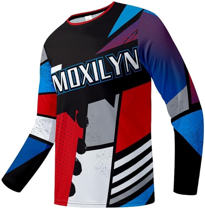 Men's MTB Shirt Long Sleeve Off-Road Motocross Cycling Jersey Mountain Bike Shirts Quick-Dry Moisture Wicking