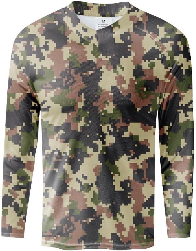 Men's MTB Shirt Long Sleeve Off-Road Motocross Cycling Jersey Mountain Bike Shirts Quick-Dry Moisture Wicking