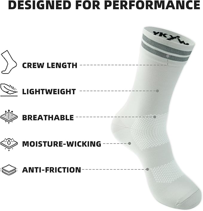 YKYWBIKE Cycling Socks for Men Women-Athletic Crew Bike Socks,Compression Biking Socks for Men Cycling,MTB Riding Socks