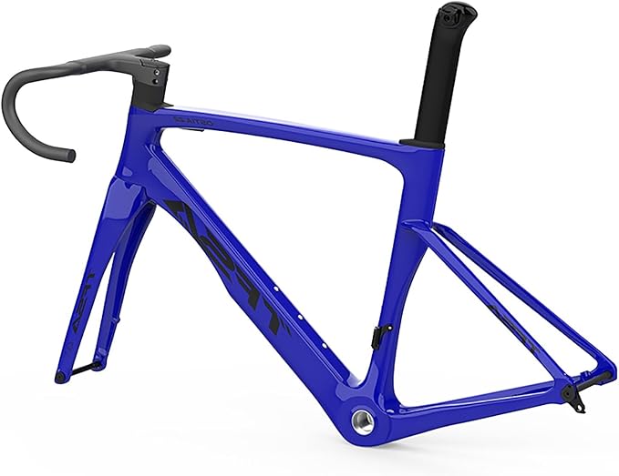 49/52/54/56cm Carbon Road Bike Frameset BSA BB68 Quick Release Frame Carbon Fiber Tapered Fork Disc Brake Frame Lightweight Thru Axle 12x100mm/12x142mm Internal Routing(Blue 3,52cm)