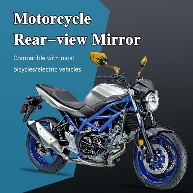 ASUBHA 2PCS Motorcycle Mirrors, Scooter Mirrors, 360°Adjustable Motorcycle Side Mirror with 8mm & 10mm Bolt, Motorbike Handlebar Wide Angle Rear View Accessories Universal for ATV UTV Dirt Bike