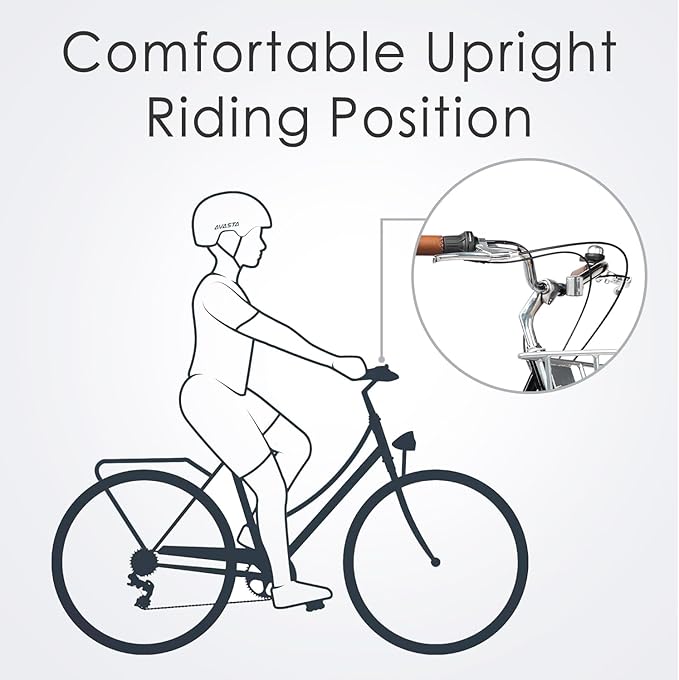 AVASTA Vela Hybrid Bike for Adult Women Female Lightweight Step Through 26 Inch High Tensile Steel Frame City Commuter Comfort Lady Bicycle, 6-Speed, Multiple Colors