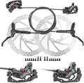 JFOYH 4-Piston MTB Hydraulic Brake Set with 160mm Floating Disc Rotors, Front and Rear Hydraulic Disc Brake Kit for MTB(Pre-Bled, Included Original Pads)
