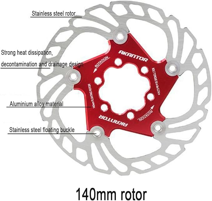FukkeR Mountain Bikes Aluminum Alloy Hydraulic Brake Set Fit for Mountain Bikes BMX XC Trail Ebike Bicycles Disc Brakes Kit with 140 Rotors and Caliper PM/is Adapter
