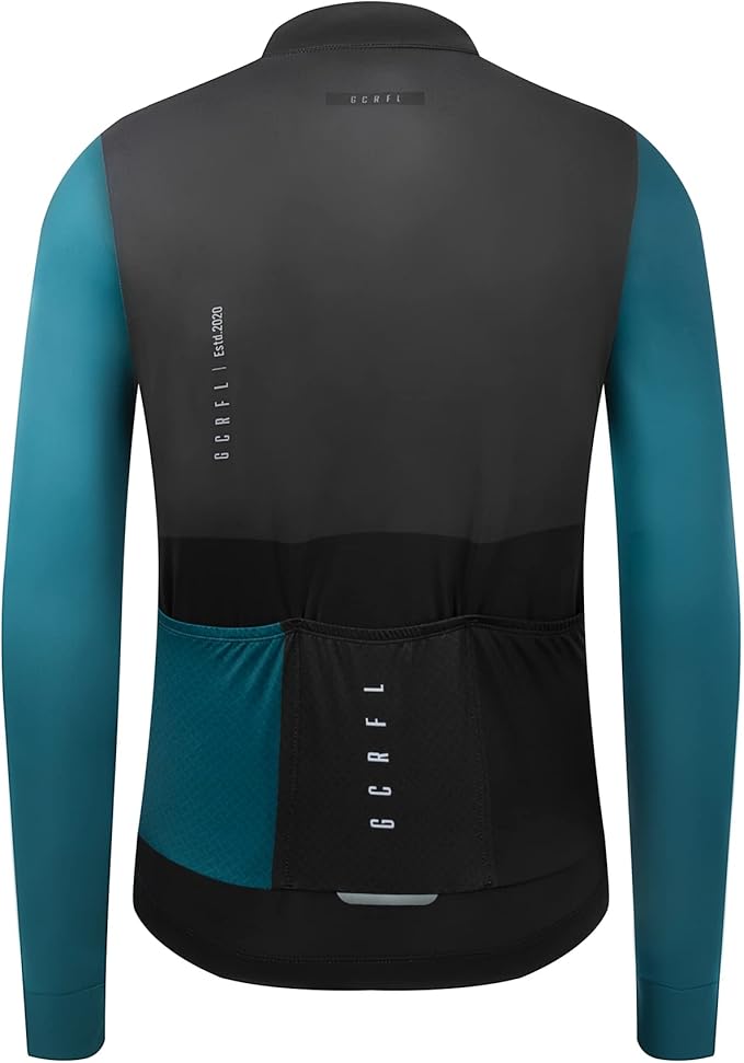 GCRFL Men's Cycling Jersey Long Sleeves Road Bike Jersey Shirt Cycling Tops, Zipper Pocket Lightweight PRO Race Fit UPF 50+