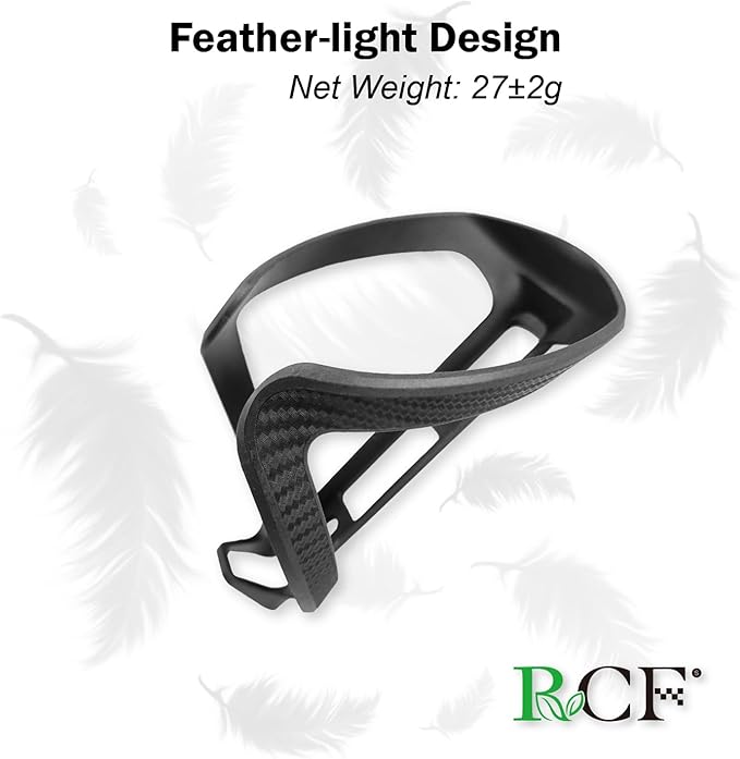 RCF Bike Bottle Cage – 100% Recycled Carbon Fiber, Ultra-Lightweight 0.95 oz, Highly Shock-Resistant Bike Water Bottle Holder for Road & Mountain Bikes (Set of 2)