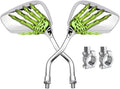 Pairs of Distinctive Skull Skeleton Hand Bicycle Mirror, Rearview Side Mirror Handlebar Mirror Mount Holder Clamp Adaptor 10mm for Scooter Moped Bike Standard Bike Motorcycle