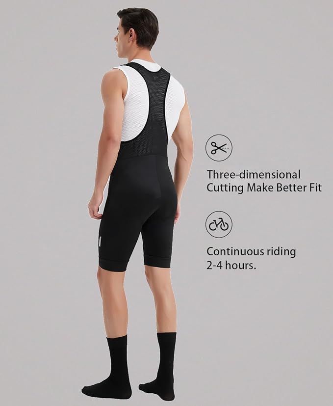 qualidyne Men's Cycling Bib Shorts 4D Padded Breathable Road Bike Bibs Biking Bicycle Shorts
