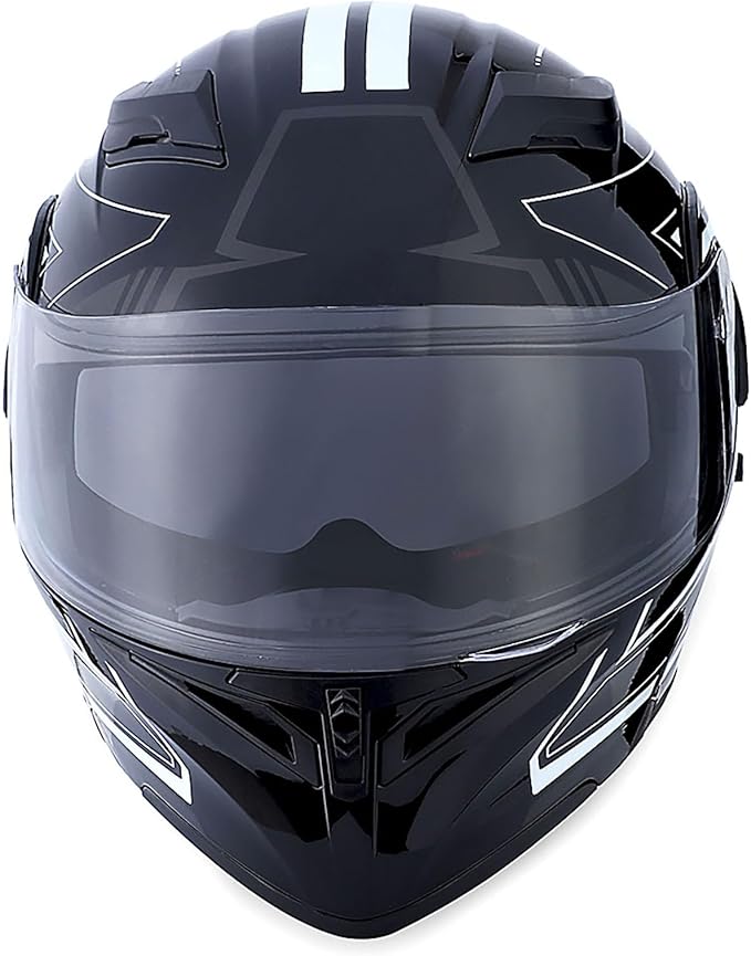 1Storm Motorcycle Modular Full Face Helmet Flip up Dual Visor Sun Shield: HB89 Arrow White