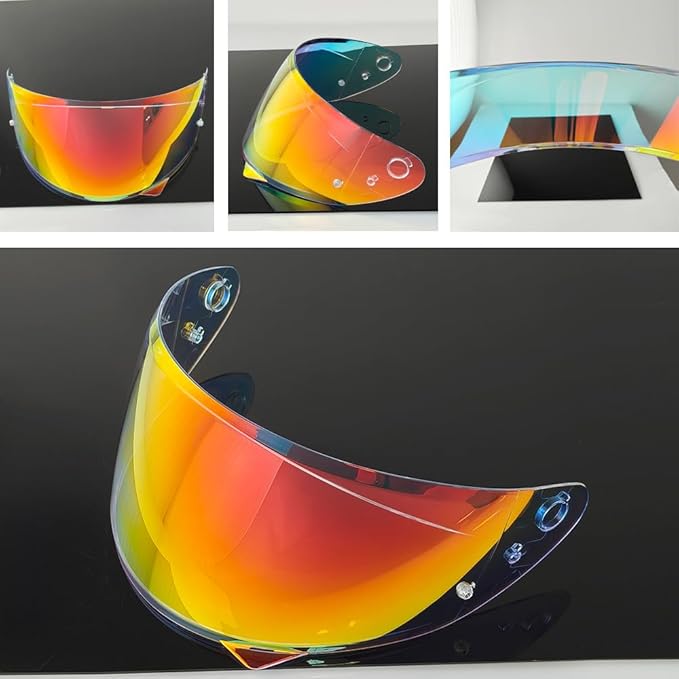 HJ-34P Helmet Visor Replacement for HJC C10.Motorcycle Helmet Shield UV Protection Compatible with HJC C10 (Revo Clear Red+Anti Fog Film)
