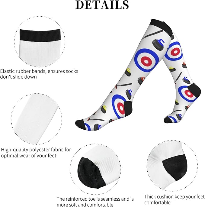 bassyil Compression Socks for Women & Men Circulation 15-20 mmHg Knee High Best Support for Nurses Travel Running Athletic