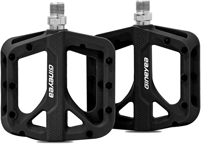 Bike Pedals, Universal Fit 9/16" Non-Slip Lightweight Nylon Fiber Bicycle Pedals Wide Flat Platform for Road Mountain BMX MTB Bike