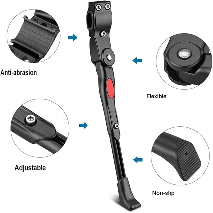 Side Stand Kickstand Adjustable Bike Kickstand Aluminum Rear Side Bicycle Stand for Bike 22"-27" Bicycle Foot Support