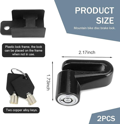 2 PCS Motorcycle Anti-Theft Disc Brake Locks, Heavy Duty Security Wheel Disc Lock with Holder & 2 Keys, Universal Safety Brake Lock for Motorcycle Bike Scooter (Black)