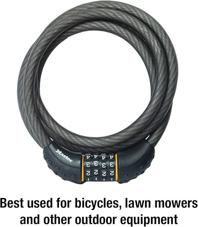 Master Lock Cable Lock, Set Your Own Combination BikeLock, 6 ft. Long, Black, 8122D (Pack of 144)