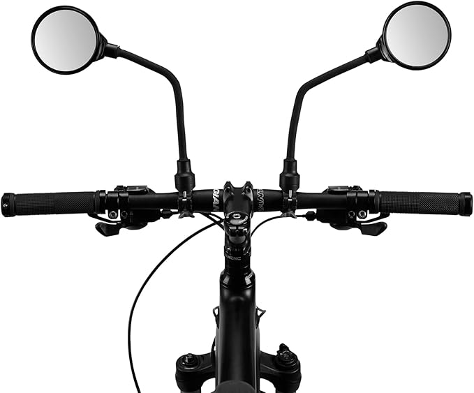 ROCKBROS Bike Mirror Handlebar Mount 360°Rotatable Adjustable Bicycle Rear View Mirror HD Wide Angle Clear Acrylic Convex Safe Bike Mirror for Mountain Road Bike Electric Motorcycle