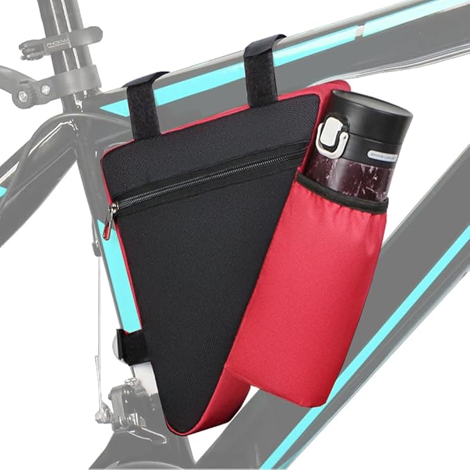 Bike Triangle Bike Bag - Red - Bicycle Accessories for Adult Bikes，Water Bottle Pocket， Waterproof