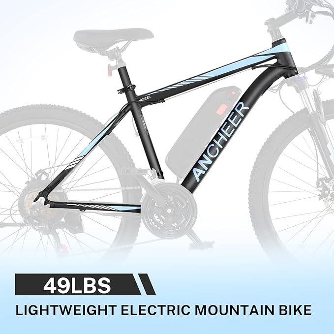 ANCHEER 26" Electric Bike for Adults, [Peak 750W Motor] Electric Mountain Bike, 22 MPH Commuter Ebike, 55 Miles Adults Electric Bicycle with 48V/374Wh Battery, LCD Display, 21 Speed, Front Suspension