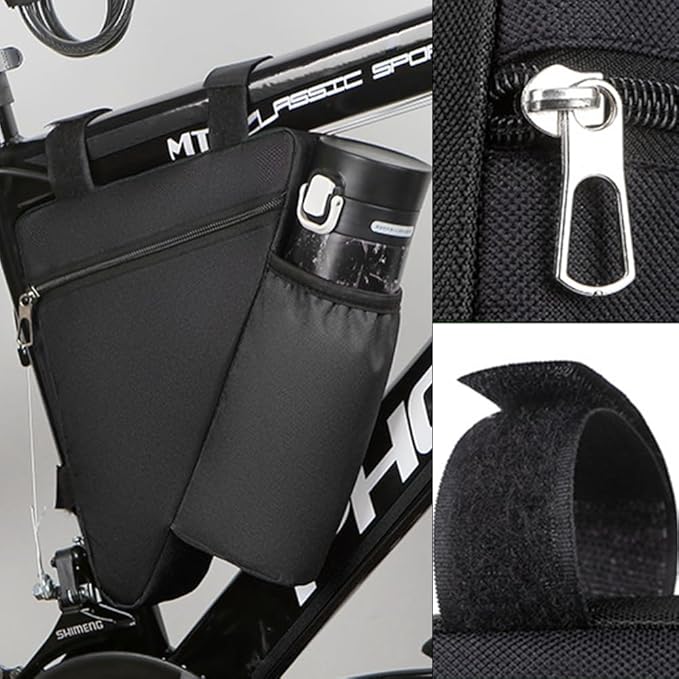 Bike Triangle Bike Bag - Black - Bicycle Accessories for Adult Bikes，Water Bottle Pocket， Waterproof